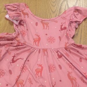 Dot Dot Smile Pink Deer Print Casual Dress